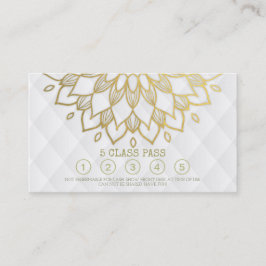Yoga Class Pass Gold Mandala Floral White Leather Klantenkaartje