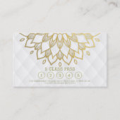 Yoga Class Pass Gold Mandala Floral White Leather Klantenkaartje (Voorkant)