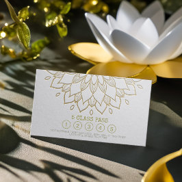 Yoga Class Pass White Gold Embossed Mandala Floral Klantenkaartje