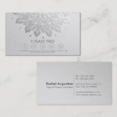 Yoga Class Pass White Silver Embaas Mandala Floral Klantenkaartje (Voorkant / Achterkant)