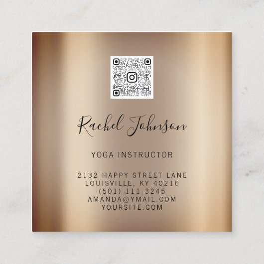 Yoga Classes School Instructor Holistic Qr Roos Vierkante Visitekaartje (Achterkant)
