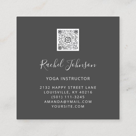 Yoga Classes School Instructor QR Black Gold Vierkante Visitekaartje (Achterkant)