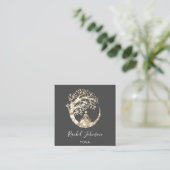 Yoga Classes School Instructor QR Black Gold Vierkante Visitekaartje (Staand voorkant)