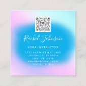 Yoga Classes School Instructor QR Blue Floral Vierkante Visitekaartje (Achterkant)