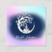 Yoga Classes School Instructor QR Blue Navy Vierkante Visitekaartje (Voorkant)