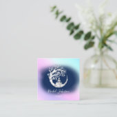 Yoga Classes School Instructor QR Blue Navy Vierkante Visitekaartje (Staand voorkant)