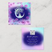 Yoga Classes School Instructor QR Heal Floral Vierkante Visitekaartje (Voorkant / Achterkant)