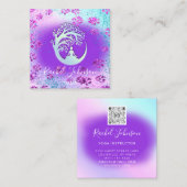 Yoga Classes School Instructor QR Heal Paars Vierkante Visitekaartje (Voorkant / Achterkant)