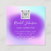 Yoga Classes School Instructor QR Heal Paars Vierkante Visitekaartje (Achterkant)