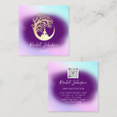 Yoga Classes School Instructor QR Heal Violet Vierkante Visitekaartje (Voorkant / Achterkant)