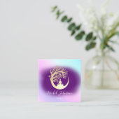 Yoga Classes School Instructor QR Heal Violet Vierkante Visitekaartje (Staand voorkant)