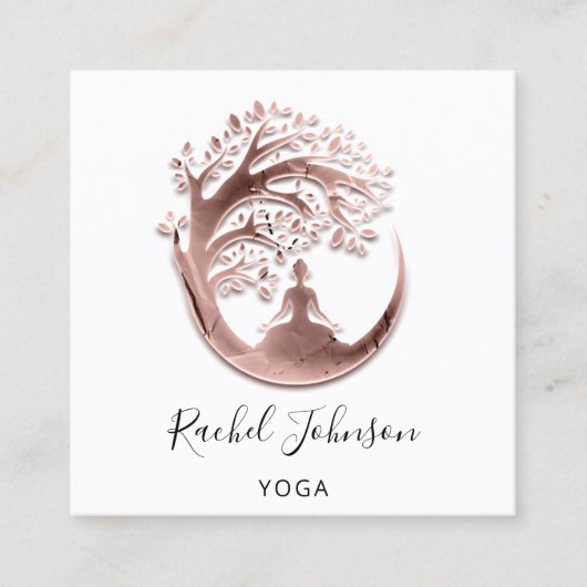 Yoga Classes School Instructor QR Roos White Vierkante Visitekaartje (Voorkant)
