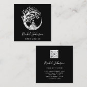 Yoga Classes School Instructor QR Spark Gray Vierkante Visitekaartje (Voorkant / Achterkant)