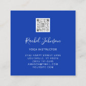 Yoga Classes School Logo Instructor QR Royal Blue Vierkante Visitekaartje (Achterkant)