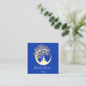 Yoga Classes School Logo Instructor QR Royal Blue Vierkante Visitekaartje (Staand voorkant)