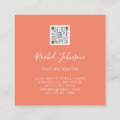 Yoga Classes School Private Instructor Qr Coral Vierkante Visitekaartje (Achterkant)