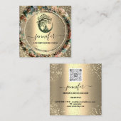 Yoga Couch Therapist Logo QR Code Gold Confetti Vierkante Visitekaartje (Voorkant / Achterkant)