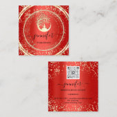 Yoga Couch Therapist Logo QR Code Gold Glitter Red Vierkante Visitekaartje (Voorkant / Achterkant)