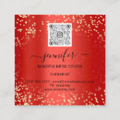 Yoga Couch Therapist Logo QR Code Gold Glitter Red Vierkante Visitekaartje (Achterkant)