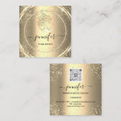 Yoga Couch Therapist Logo QR Code Gold Glitter Vierkante Visitekaartje (Voorkant / Achterkant)