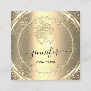 Yoga Couch Therapist Logo QR Code Gold Glitter Vierkante Visitekaartje