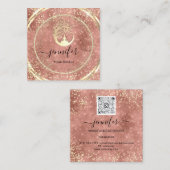 Yoga Couch Therapist Logo QR Code Gold GlitterRose Vierkante Visitekaartje (Voorkant / Achterkant)