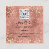 Yoga Couch Therapist Logo QR Code Gold GlitterRose Vierkante Visitekaartje (Achterkant)