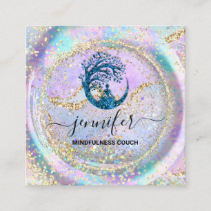 Yoga Couch Therapist Logo QR Code Holograge Blue Vierkante Visitekaartje