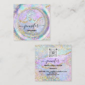 Yoga Couch Therapist Logo QR Code Holograph Gold Vierkante Visitekaartje (Voorkant / Achterkant)