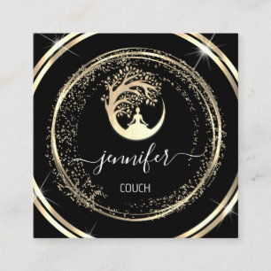 Yoga Couch Therapist Mindfullness QR CODE Black Vierkante Visitekaartje