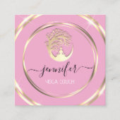 Yoga Couch Therapist Mindfullness QR CODE Roze Vierkante Visitekaartje (Voorkant)