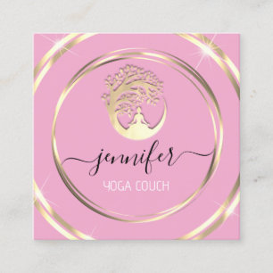 Yoga Couch Therapist Mindfullness QR CODE Roze Vierkante Visitekaartje