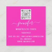 Yoga Couch Therapist Mindfullness QR CODE Roze Vierkante Visitekaartje (Achterkant)
