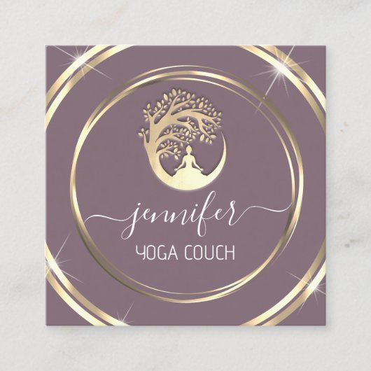 Yoga Couch Therapist Mindfullness QR CODE Smoky Vierkante Visitekaartje (Voorkant)