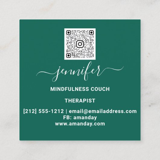 Yoga Couch Therapist Mindfullness QRCODE Blauwgroe Vierkante Visitekaartje (Achterkant)