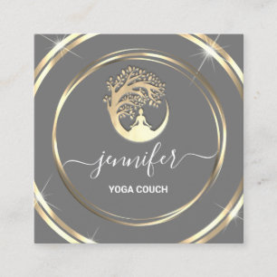 Yoga Couch Therapist Mindfullness QRCODE Grey Gold Vierkante Visitekaartje