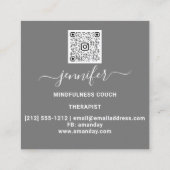 Yoga Couch Therapist Mindfullness QRCODE Grey Gold Vierkante Visitekaartje (Achterkant)