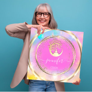 Yoga Couch Therapist Mindfulness QR CODE Gold Pink Vierkante Visitekaartje