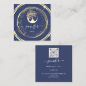 Yoga Couch Therapist Mindfulness QR Gold Blue Navy Vierkante Visitekaartje (Voorkant / Achterkant)