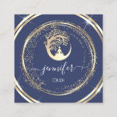 Yoga Couch Therapist Mindfulness QR Gold Blue Navy Vierkante Visitekaartje (Voorkant)