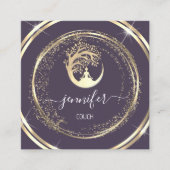 Yoga Couch Therapist Mindfulness QR Gold Blue Vierkante Visitekaartje (Voorkant)