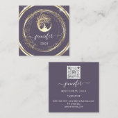 Yoga Couch Therapist Mindfulness QR Gold Paars Vierkante Visitekaartje (Voorkant / Achterkant)