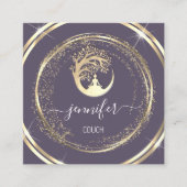 Yoga Couch Therapist Mindfulness QR Gold Paars Vierkante Visitekaartje (Voorkant)