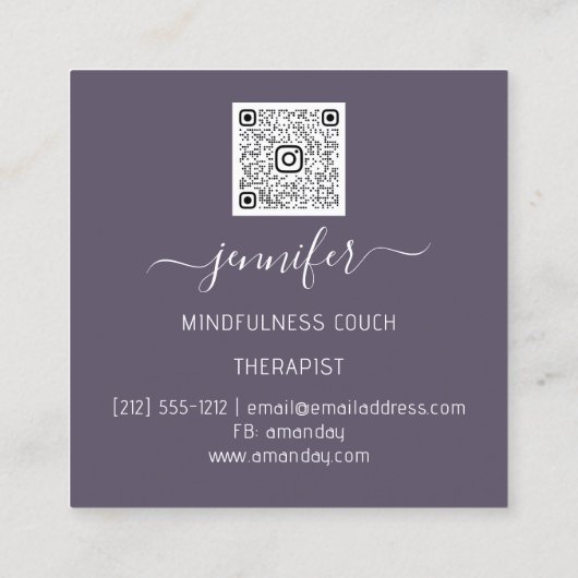 Yoga Couch Therapist Mindfulness QR Gold Paars Vierkante Visitekaartje (Achterkant)