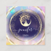 Yoga Couch Therapist Mindfulness QRCODE Gold Blue Vierkante Visitekaartje (Voorkant)