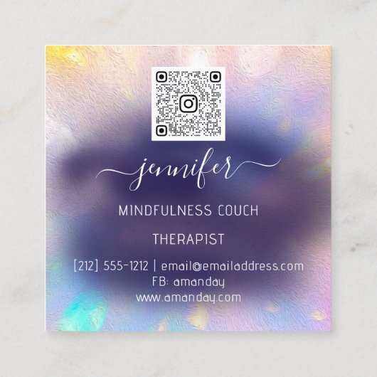 Yoga Couch Therapist Mindfulness QRCODE Gold Blue Vierkante Visitekaartje (Achterkant)
