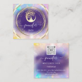Yoga Couch Therapist Mindfulness QRCODE GoldPurple Vierkante Visitekaartje (Voorkant / Achterkant)