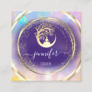 Yoga Couch Therapist Mindfulness QRCODE GoldPurple Vierkante Visitekaartje
