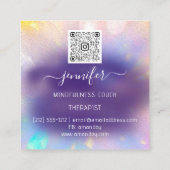 Yoga Couch Therapist Mindfulness QRCODE GoldPurple Vierkante Visitekaartje (Achterkant)