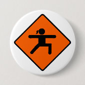 Yoga Crossing Bord Warriorhouding Stickfiguur Ronde Button 7,6 Cm (Voorkant)